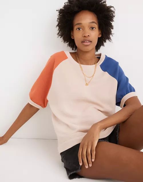 Short-Sleeve Sweatshirt in Colorblock | Madewell