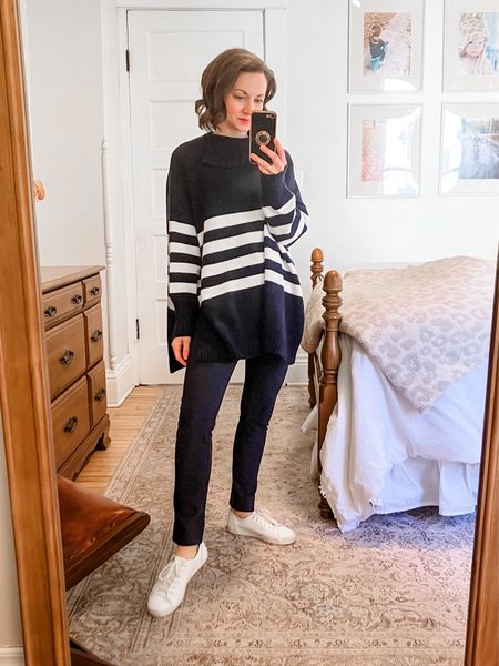 Casual winter outfit!
Sweater from Mer Sea is one size. 
Wearing size 6 Keds leather tennis shoes. 
Petite outfit. Winter outfit. Neutral outfit. Classic outfit. Comfortable outfit  

#LTKfindsunder100 #LTKstyletip #LTKover40