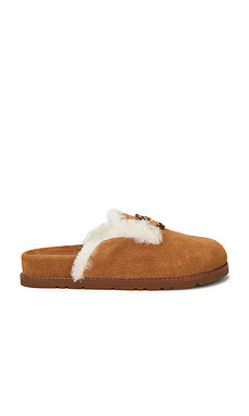 SIMKHAI Mila Shearling Slipper in Chestnut from Revolve.com | Revolve Clothing (Global)