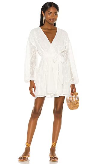 Jessika Drop Waist Mini Dress in White | Revolve Clothing (Global)