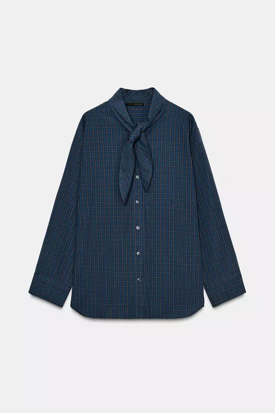 COTTON CHECK SHIRT WITH POCKET SQUARE | Zara US
