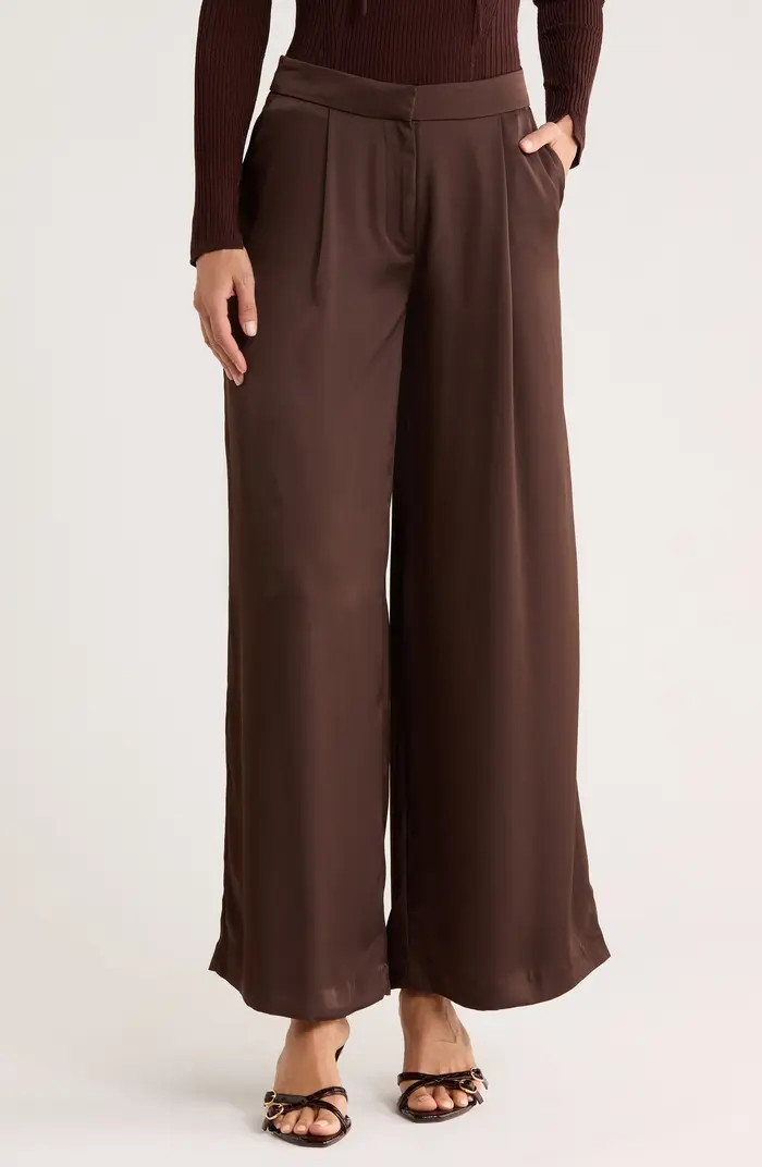 JASON WU Pleated Wide Leg Satin Pants | Nordstromrack | Nordstrom Rack