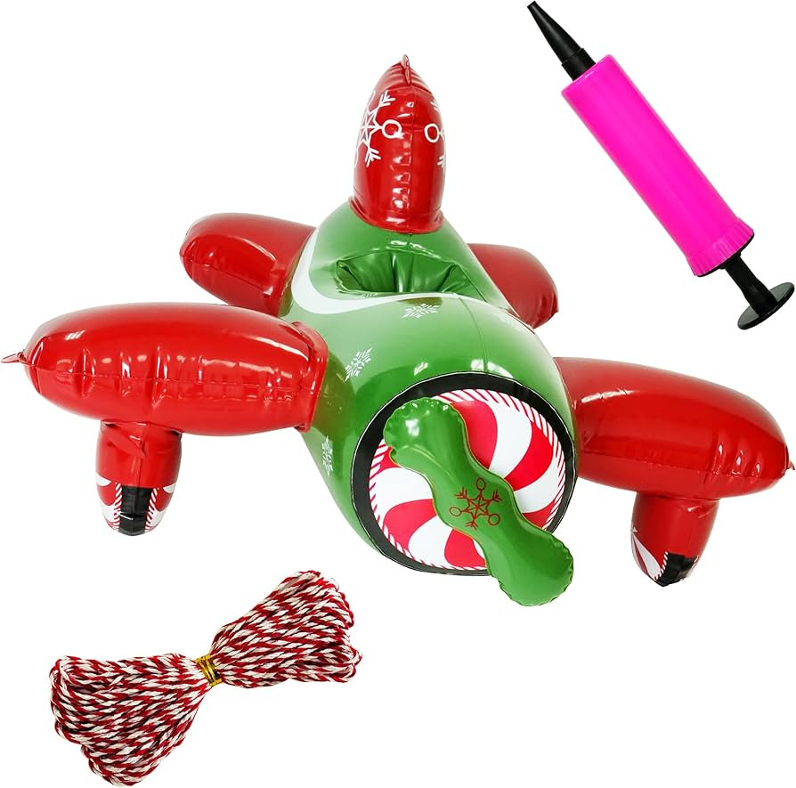 Inflatable Christmas Elf Airplane - 6 x 4.5 x 0.5 Inches - Lightweight at 3.6 oz - Includes Hand ... | Amazon (US)