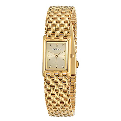BERNY Gold Watches for Women Updated Ladies Quartz Wrist Watches Stainless Steel Band Womens Smal... | Amazon (US)