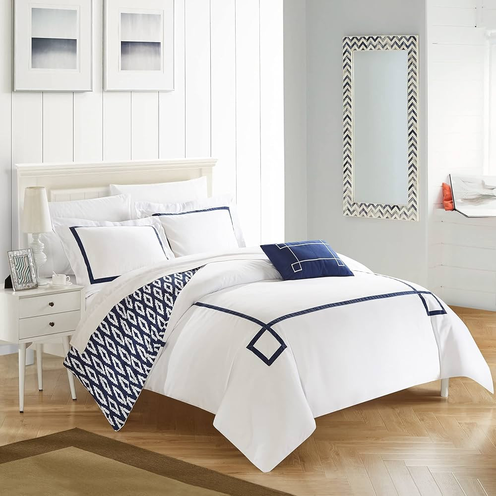 Chic Home DS2955-AN 4 Piece Kendall Contemporary Greek Key Embroidered Reversible Duvet Cover Set... | Amazon (US)