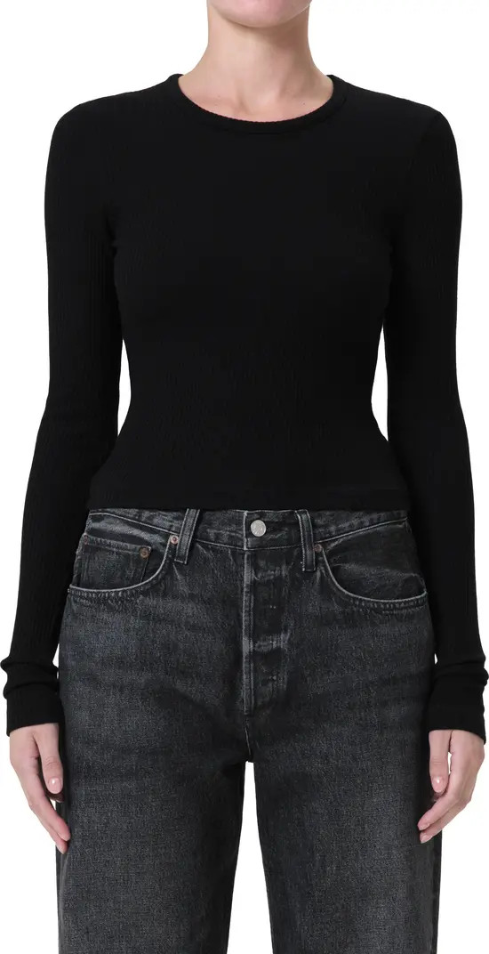 AGOLDE Alma Shrunken Long Sleeve Rib Top | Nordstrom | Nordstrom