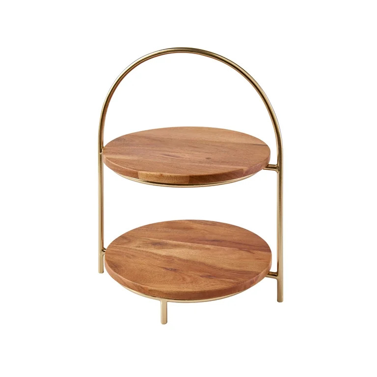 Better Homes & Gardens 2-Tier Acacia Wood 10.75" x 13.25" Serving Tray | Walmart (US)