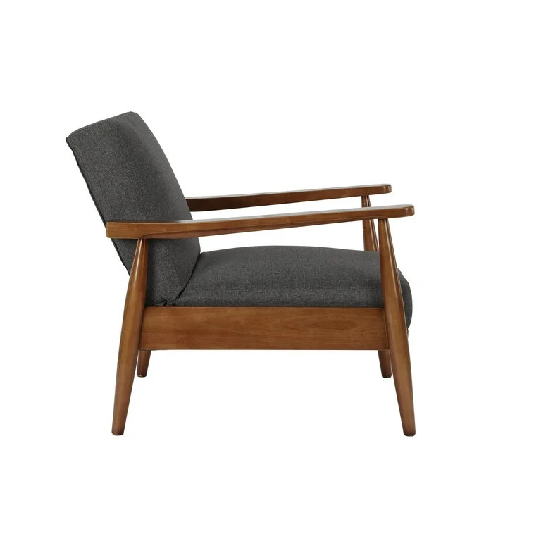 Better Homes & Gardens Mid Century Chair, Adjustable Position, Wood with Linen Upholstery, Gray -... | Walmart (US)