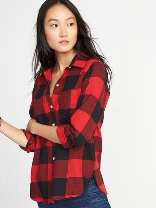 Relaxed Plaid Twill Classic Shirt for Women | Old Navy US