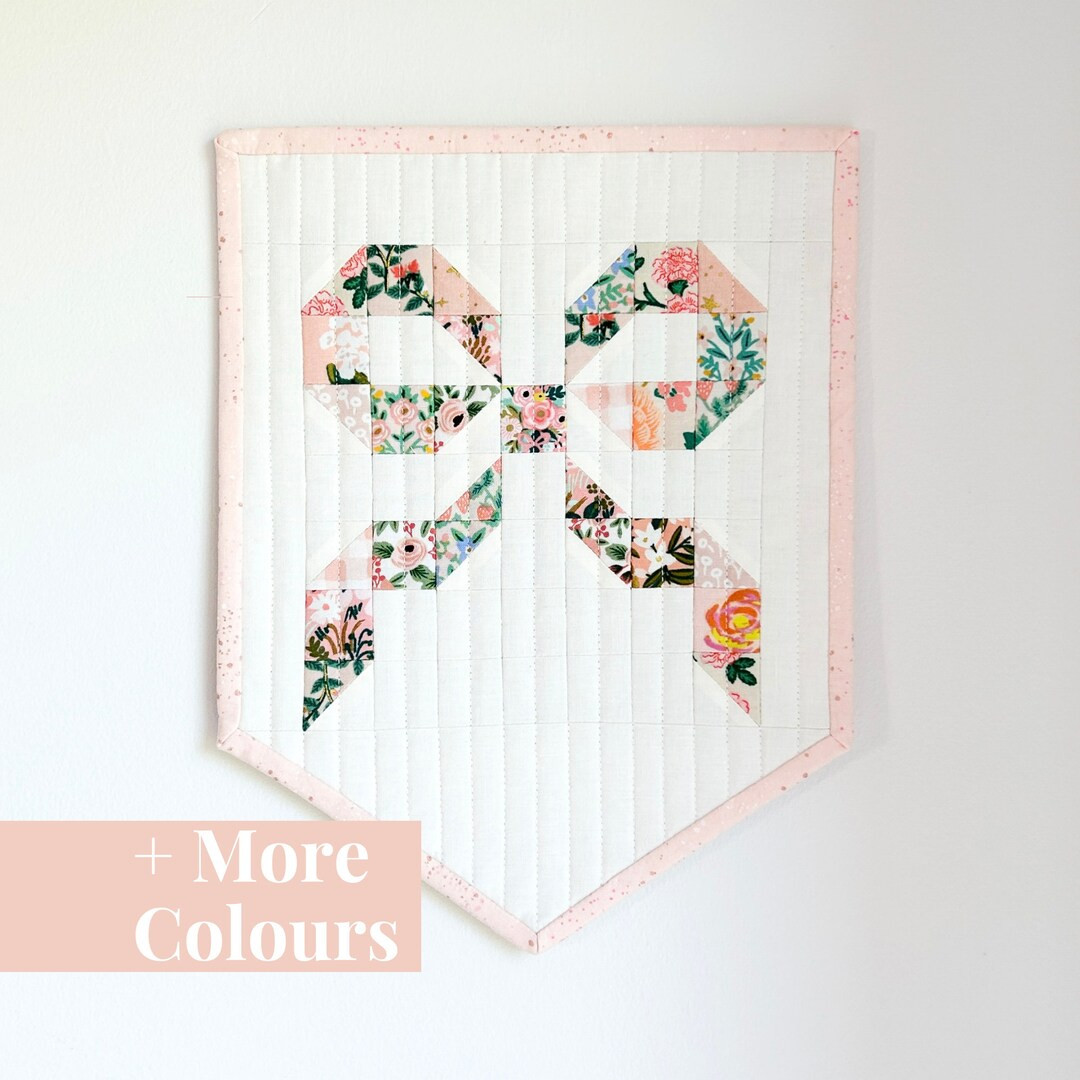 Quilted Bow Wall Hanging, Mini Patchwork Quilt, Rifle Paper Co, Floral Banner, Girls Room, Bow Qu... | Etsy (US)