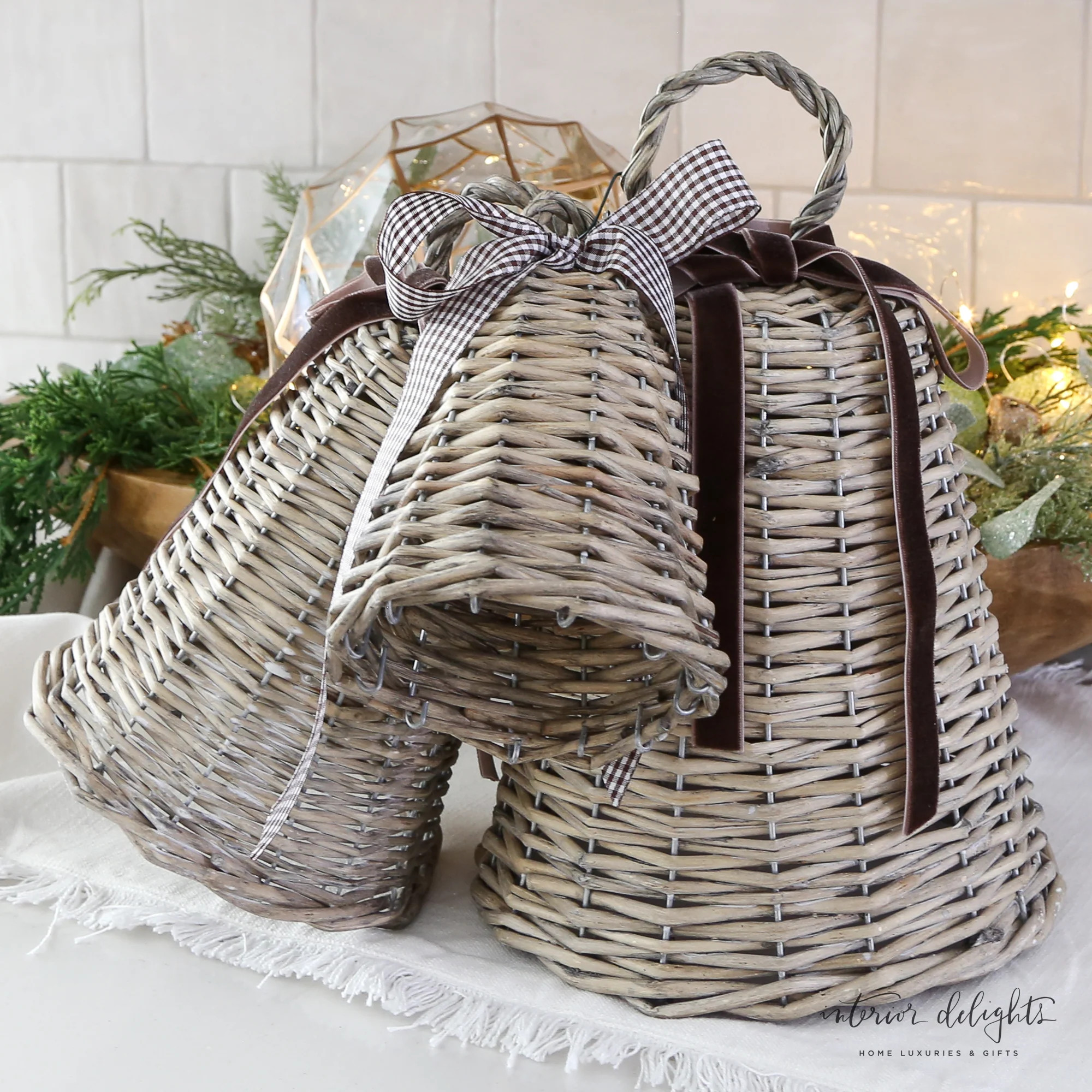 Holiday Willow Bells- Set of 3 (Ribbon not included) | Interior Delights