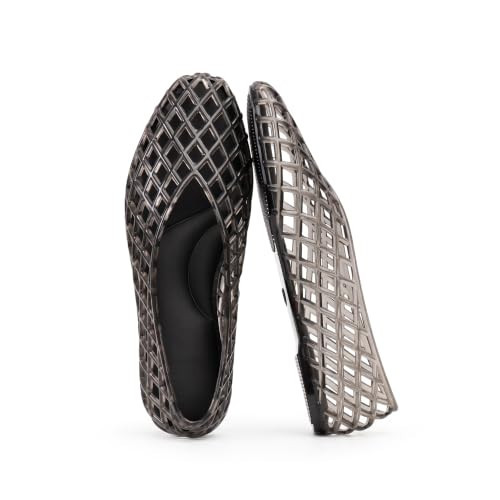 Black Mesh Jelly Shoes for Women Slip On Ballet Flats Pointed Toe Flats | Amazon (US)
