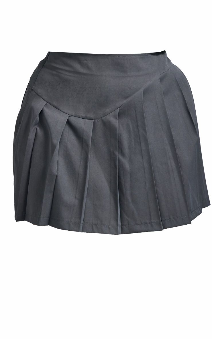 Plus Charcoal Pleated Mini Skirt | PrettyLittleThing US