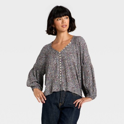 Women's Balloon Long Sleeve Button-Down Blouse - Universal Thread™ | Target