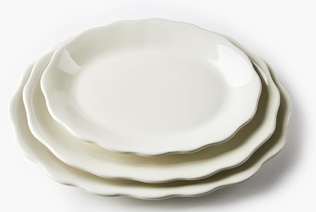 Restaurant Value, Stoneware Ivory Scalloped Edge, America White Oval Platter 11 5/8" x 8 1/2" Cas... | Amazon (US)