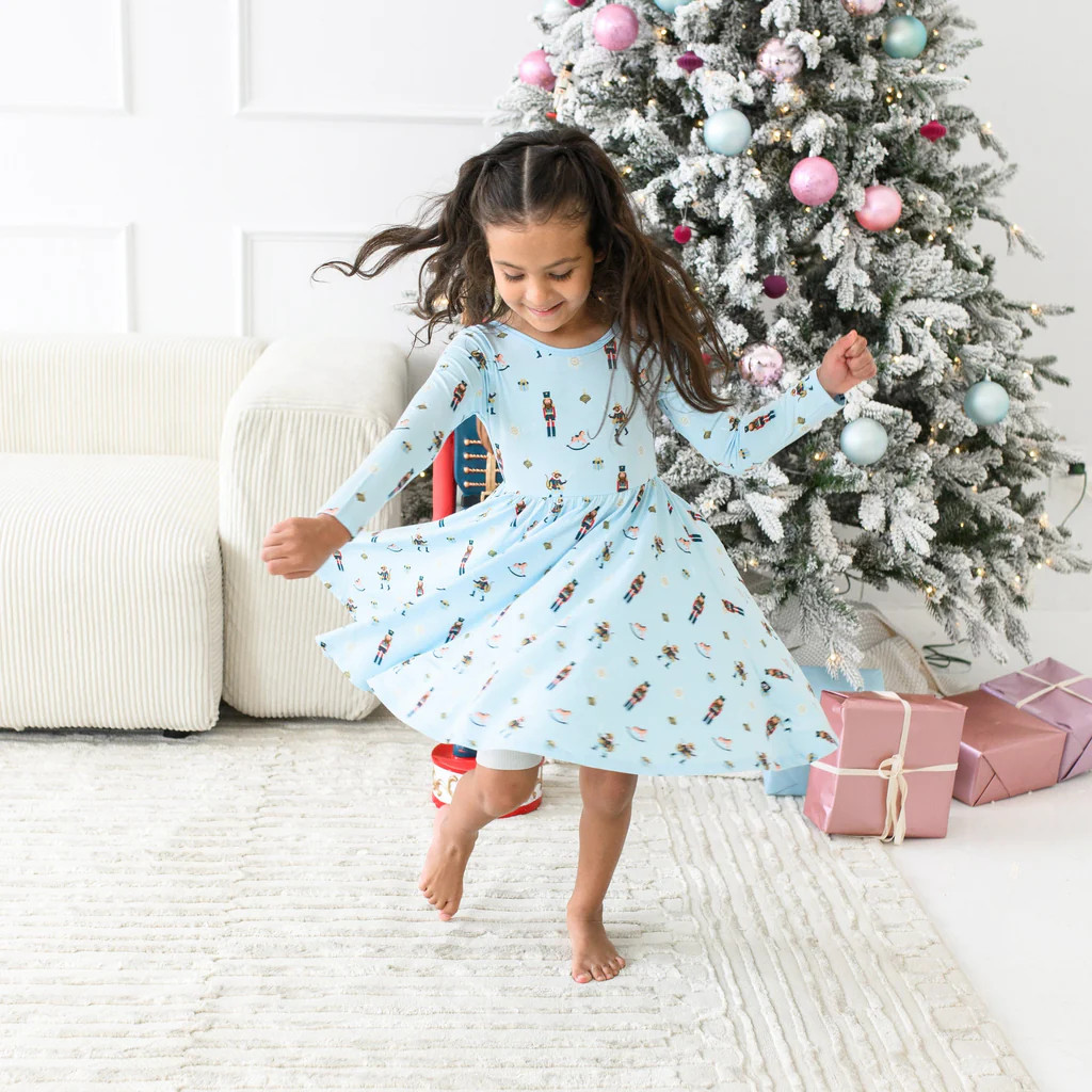 Long Sleeve Twirl Dress in Nutcracker | Kyte BABY