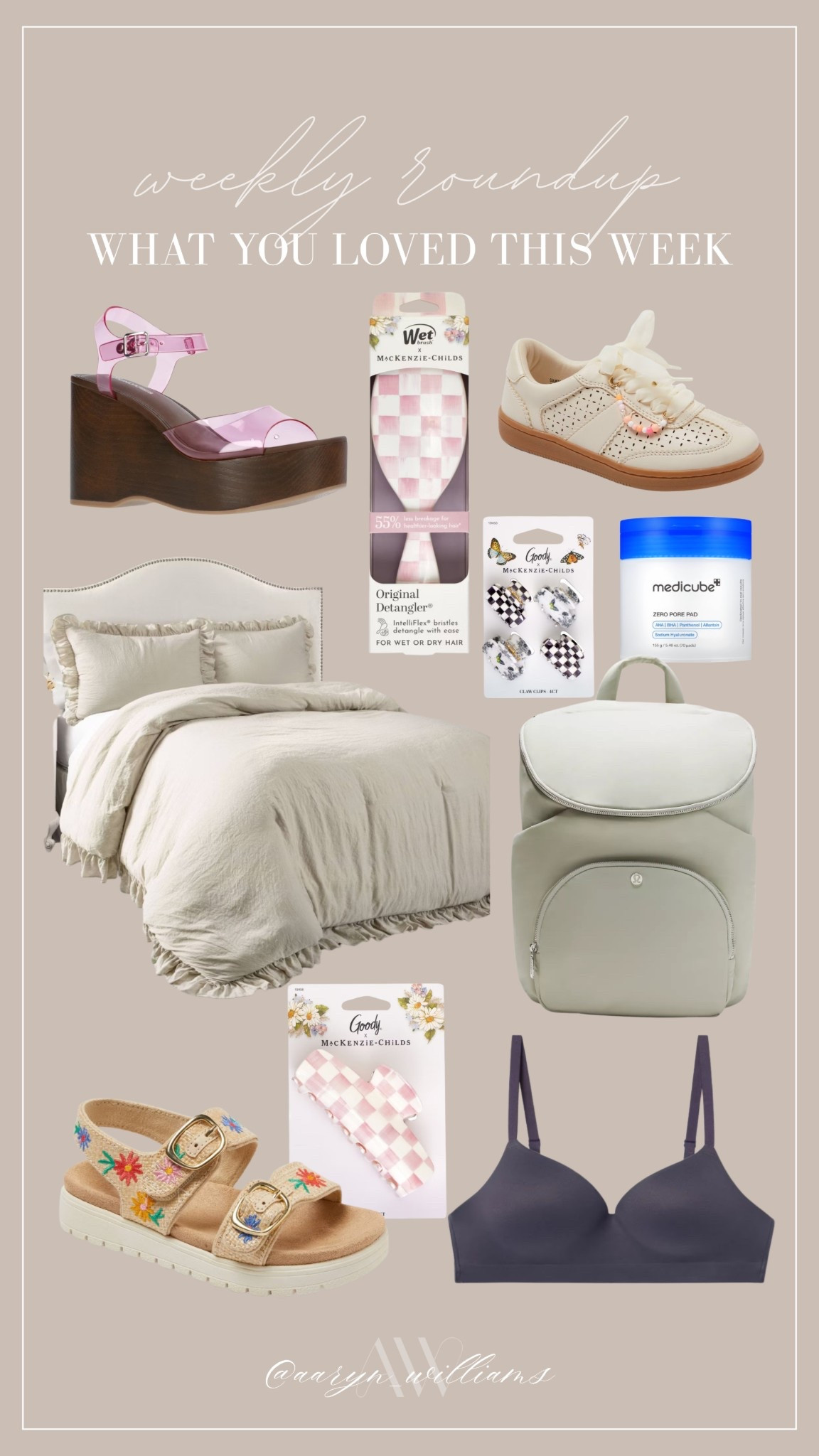 Weekly roundup of what you loved most this week 🫶🏼 from comfy finds to little things that make everyday life easier. The ruffle bedding is so dreamy, the medicube pads are a skincare staple, and these cute spring shoes for the girls are too good.

weekly favorites, spring finds, mom essentials, kids shoes, home favorites