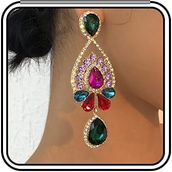 Wekicici Multicolor Rhinestone Earrings Bridal Chandelier Drop Earrings Cluster Rhinestone Dangle... | Amazon (US)