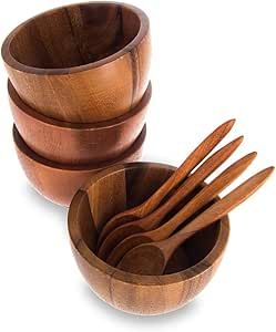 BestySuperStore Mini Acacia 4" Wood Bowl, Small Side dish bowl for Salsa Dressing, Rice, Dip Sauc... | Amazon (US)