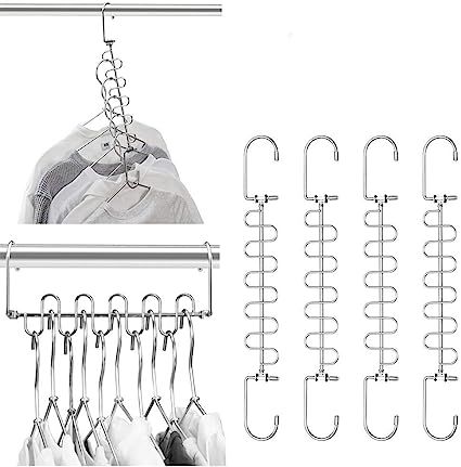 Meetu Space Saving Hangers Magic Cloth Hanger Metal Closet Organizer for Closet Wardrobe Closet O... | Amazon (US)