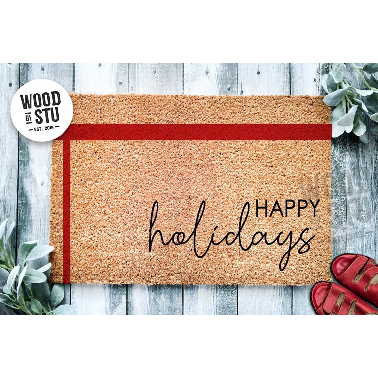 Happy Holidays Door Mat | Christmas Doormat | Merry Christmas | Winter Decor | Welcome Mat | Holi... | Walmart (US)