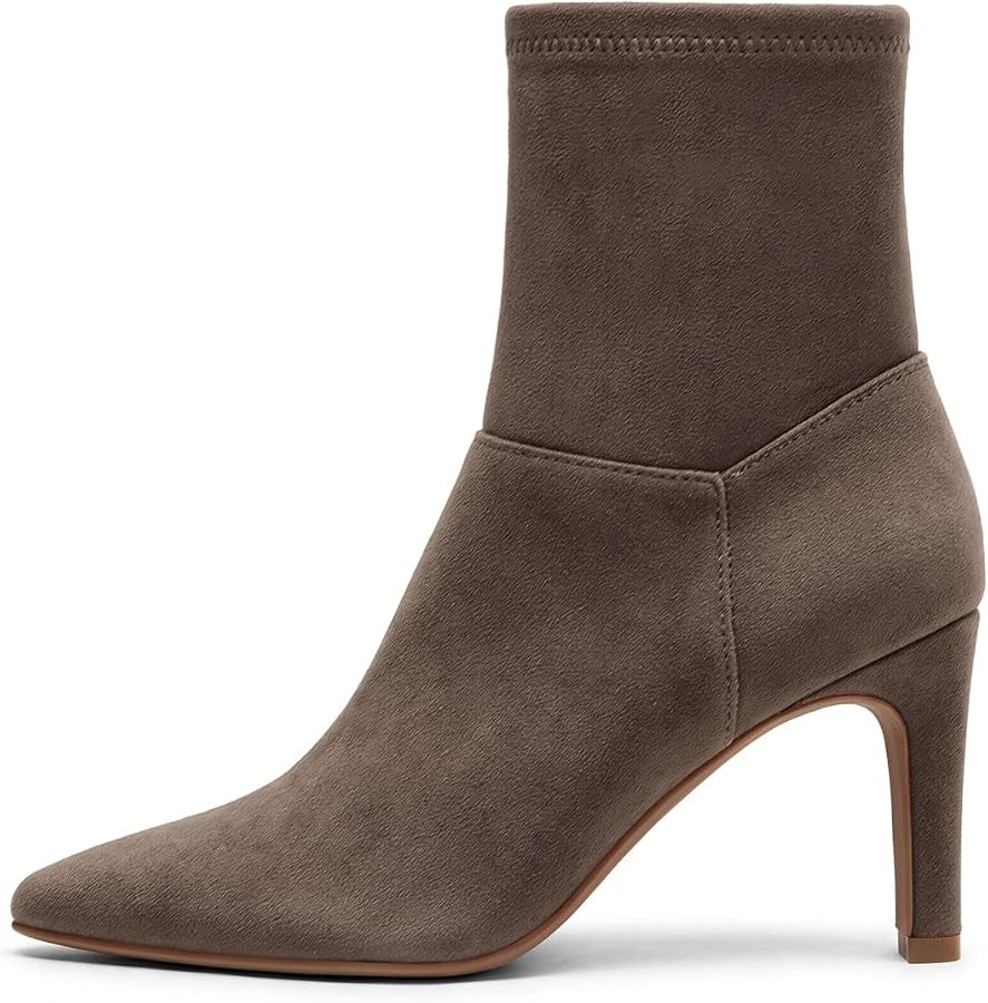 Coutgo Womens Ankle Boots Chunky High Heel Square Toe Zipper Dress Booties | Amazon (US)