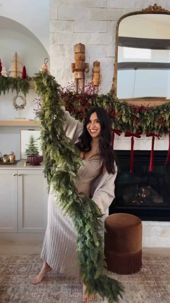 Nothing better than a Christmas fireplace 🥹🎄🤍 these garlands steal the show! So affordable and back in stock! My favorite holiday fireplace by far! 

#LTKHoliday #LTKSeasonal #LTKHome