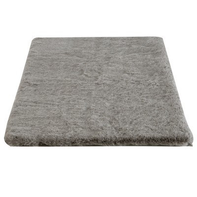 Faux Fur Bathmat - 21x34-Inch Nonslip Jacquard Faux Rabbit Fur Rug for Bathroom, Hallway, or Kitchen - Modern Room Decor by Home-Complete (Gray) | Target