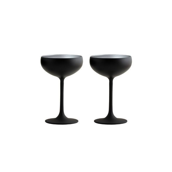 7.8oz 2pk Crystal Olympia Coupe Champagne Glasses Black/Silver - Stoelzle | Target