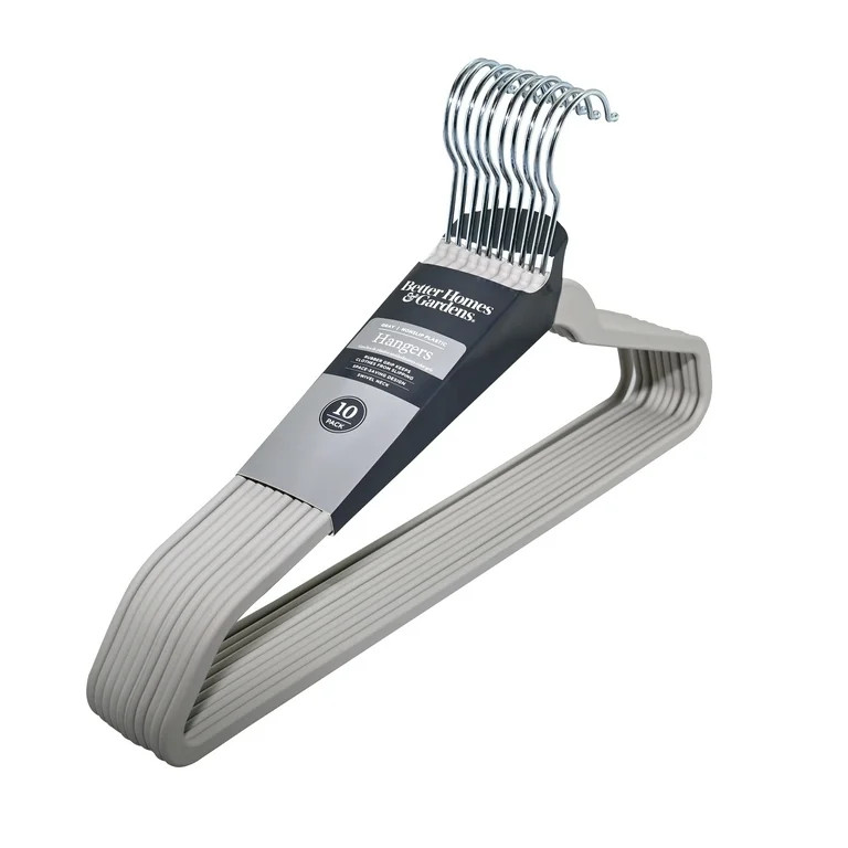 Better Homes & Gardens Rubber Hangers, Non-Slip Hangers, 10 Pack, Grey Pumice, Adult Teen Age & S... | Walmart (US)