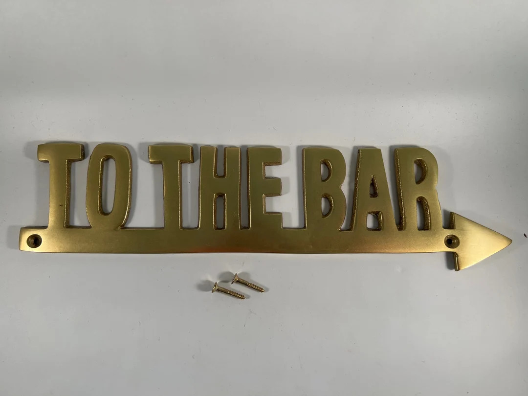 Vintage Brass TO THE BAR Sign - Etsy | Etsy (US)