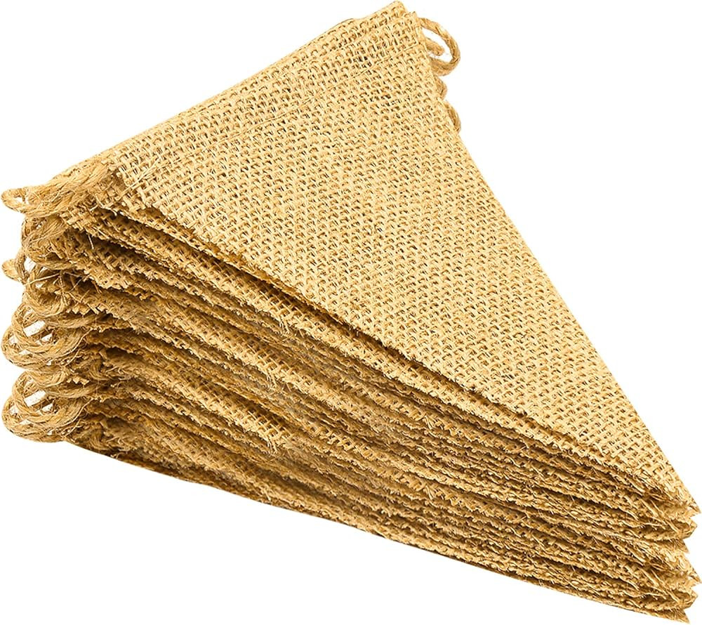 LEOBRO 48 Pcs Burlap Banner, 36Ft Triangle Flag, DIY Decoration for Holidays, Wedding, Camping, P... | Amazon (US)