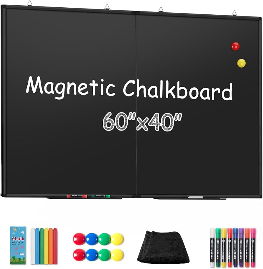 SELEAD Folding Magnetic Chalkboard - 60” x 40” Large Black Aluminum Frame Chalk Board Words S... | Amazon (US)