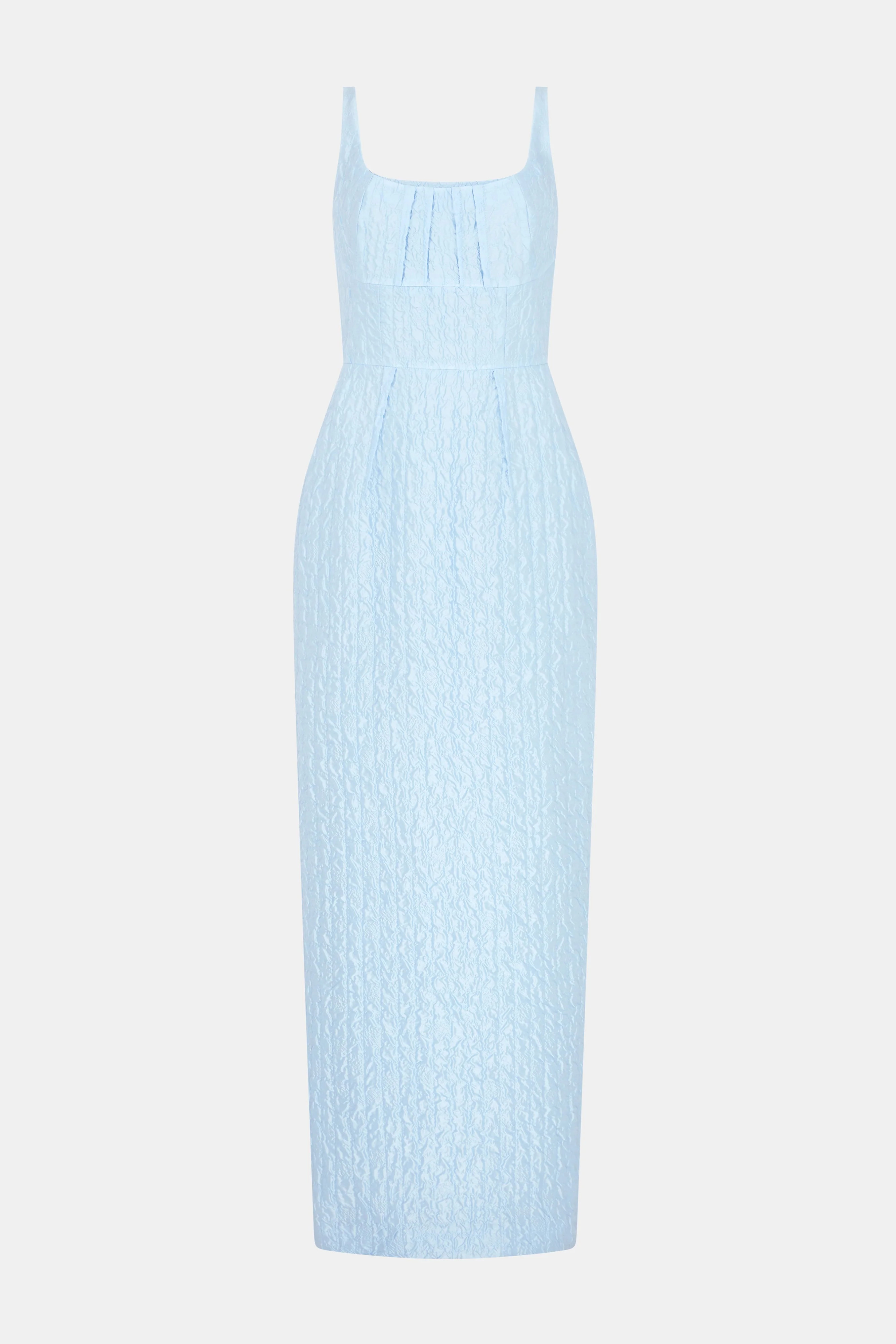 Sharon Dress In Baby Blue Seersucker | Emilia Wickstead