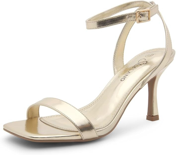 Shoe Land Women’s High Heel Sandals | Strappy Slingback Heels with Square Open Toe | Ankle Stra... | Amazon (US)