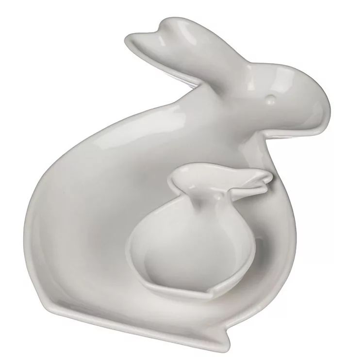 New!White Ceramic Rabbit Plates, Set of 2 | Kirkland's Home