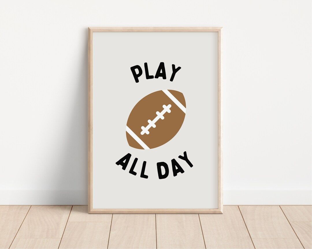 Football Play All Day Downloadable Prints, Monochrome Modern Sports Boy Nursery Decor, Kids Room,... | Etsy (US)