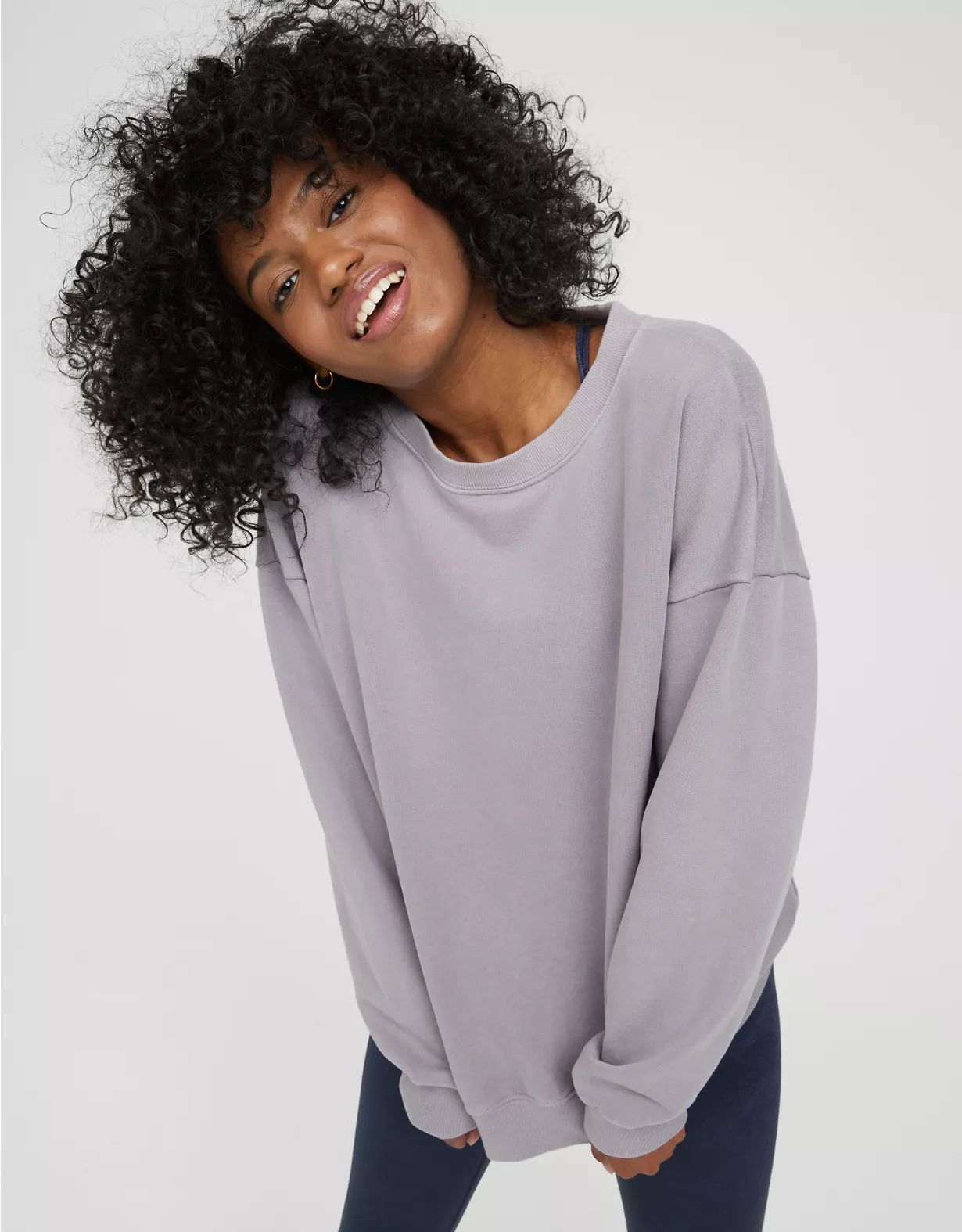 OFFLINE By Aerie Throw-Back Fleece Crew Neck Sweatshirt | American Eagle Outfitters (US & CA)