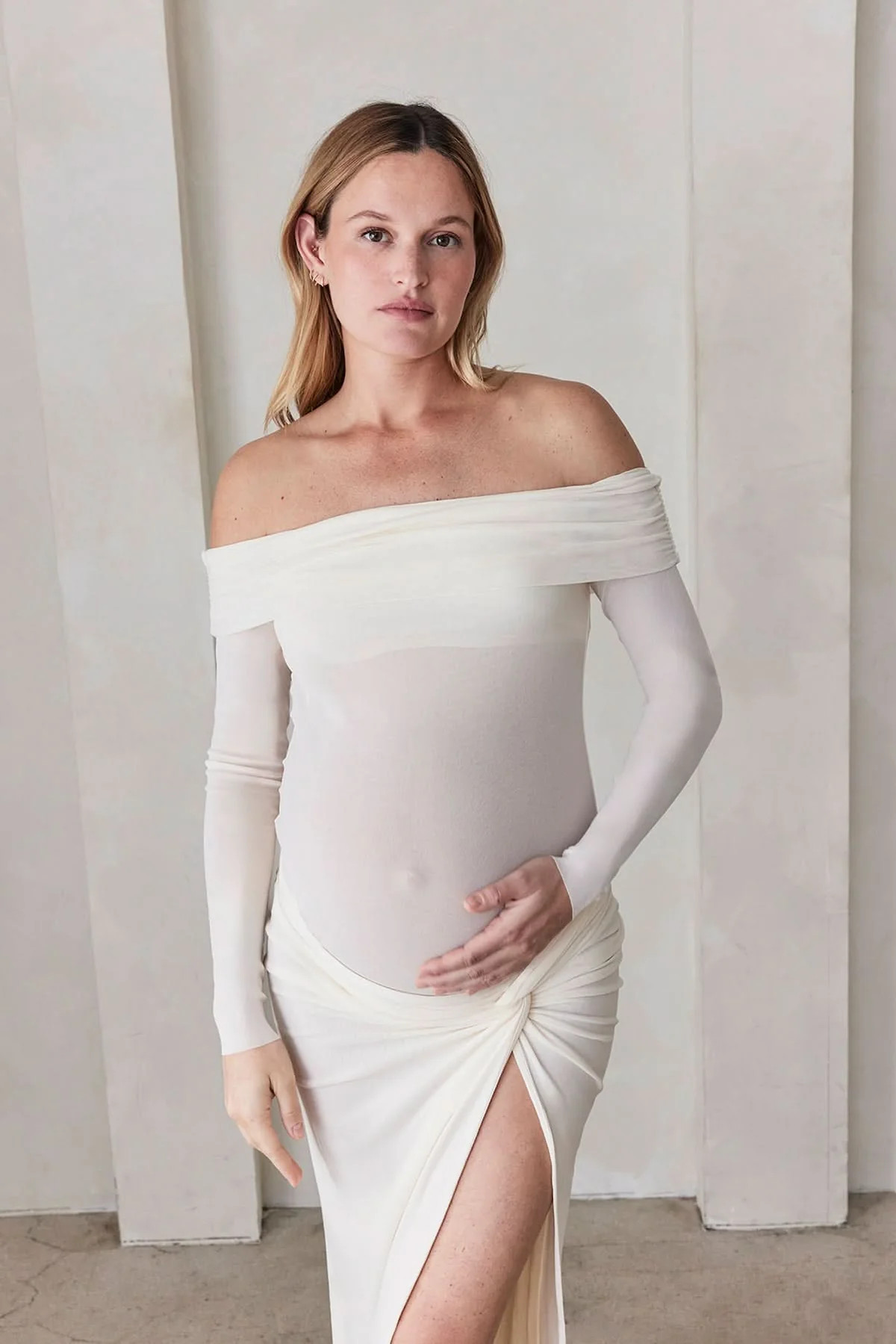Shop Off The Shoulder Soft Mesh Maternity Top | BUMPSUIT Maternity | BUMPSUIT