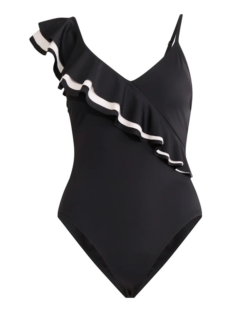Sofia by Sofia Vergara Women's and Women's Plus Asymmetrical Ruffle One Piece Swimsuit with Curve... | Walmart (US)