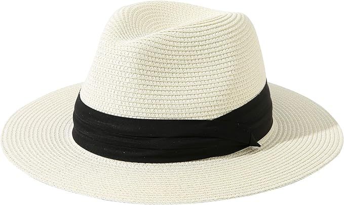 Jastore Little Kids Girls Boys Summer Fedora Straw Hat Wide Brim Floppy Beach Sun Visor Hat | Amazon (US)