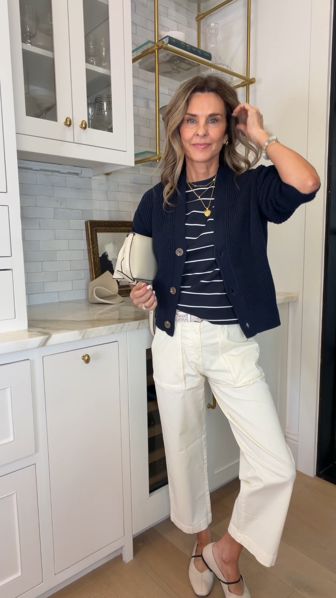 I’m 5’6’’
-Sanctuary cropped pants I sized uo (under $40!)
-Aritzia striped navy and white top size XS
-Quince navy fisherman cardigan size S
-glasses available on my ShopMy https://go.shopmy.us/p-53377385
-necklace available on my ShopMy https://go.shopmy.us/p-50194841

#LTKSeasonal #LTKootd #LTKOver40