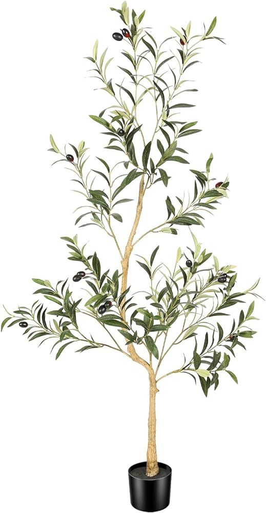 Feelead 4ft Artificial Olive Tree Fake Potted Olive Tree with Olive Branches and Fruits Faux Oliv... | Amazon (US)