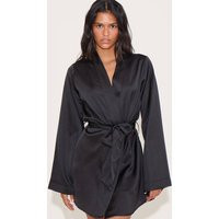 Black Satin Nightwear Robe | PrettyLittleThing US