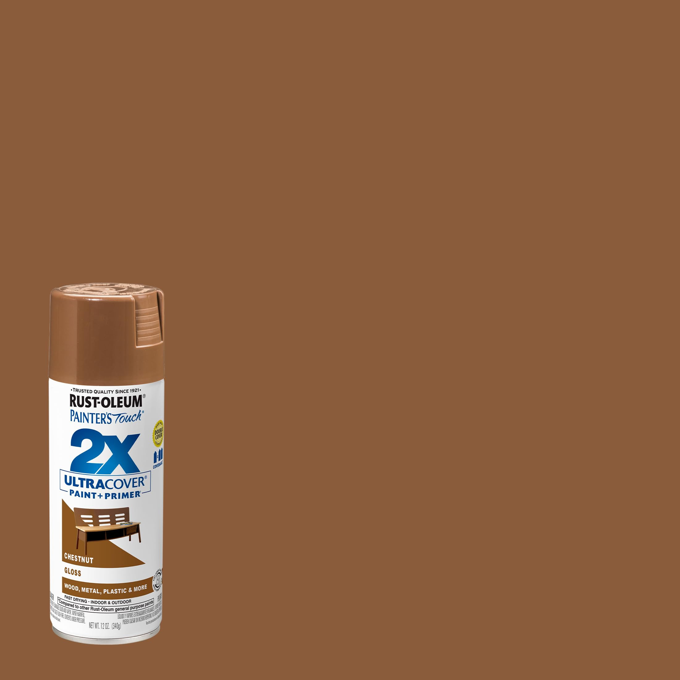 Rust-Oleum 249847 Painter's Touch 2X Ultra Cover Spray Paint, 12 oz, Gloss Chestnut | Amazon (US)