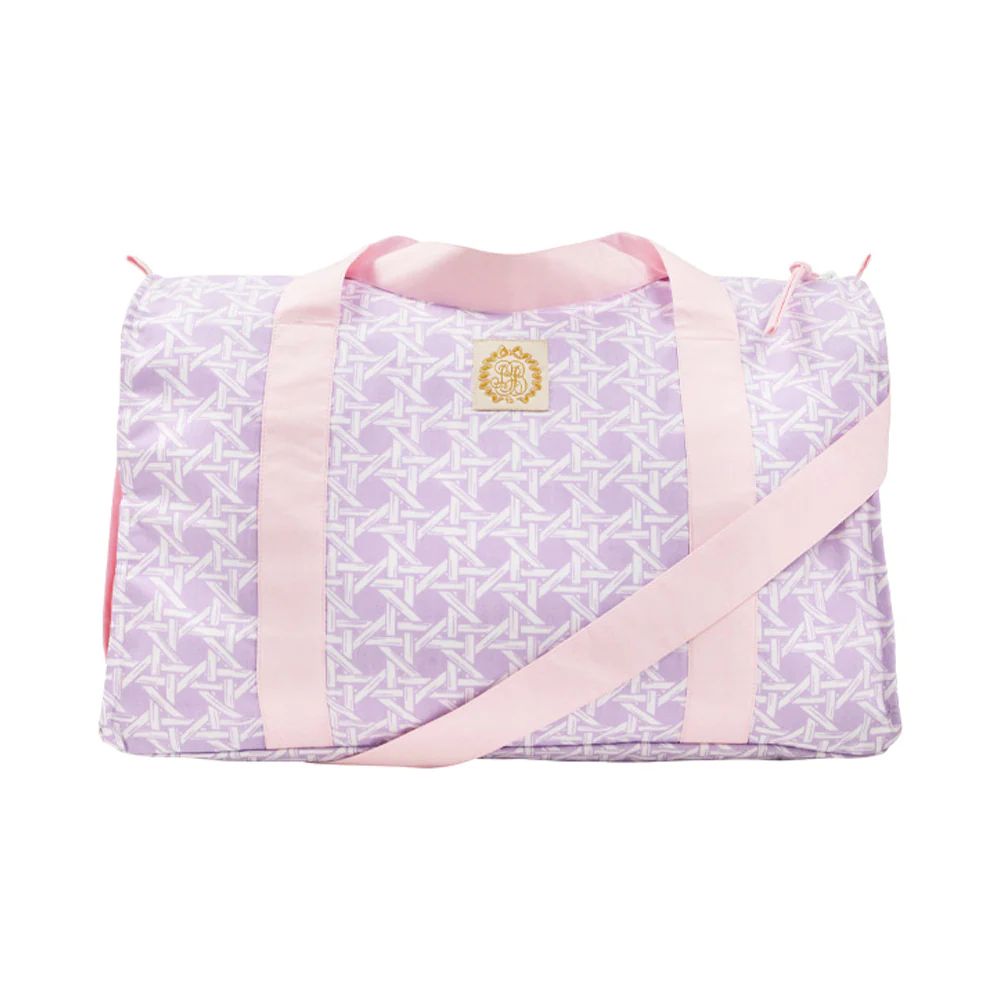 Stewart Sleepover Tote - Ocean Club Cane with Palm Beach Pink | The Beaufort Bonnet Company