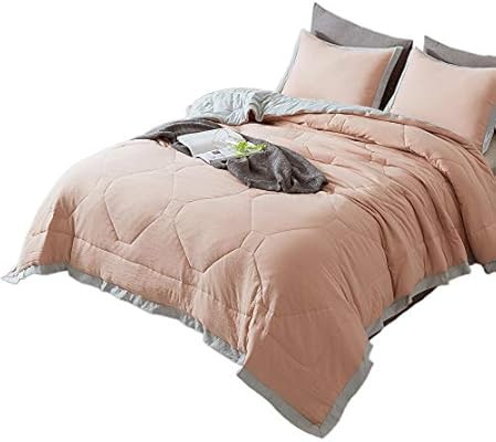 KASENTEX Quilted Comforter Set with Stylish Ruffled Edge Trim Nostalgic Design Microfiber Soft Wa... | Amazon (US)