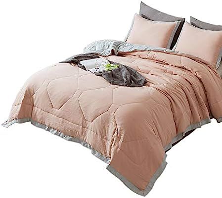 KASENTEX Quilted Comforter Set with Stylish Ruffled Edge Trim Nostalgic Design Microfiber Soft Wa... | Amazon (US)