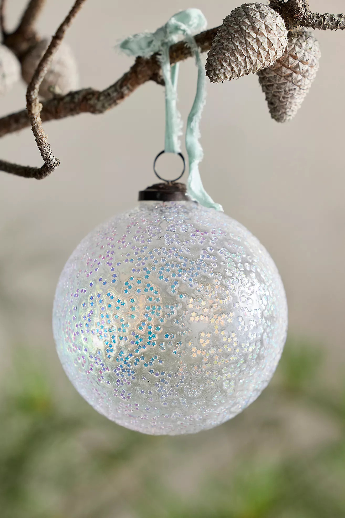 Starry Iridescent Glass Globe Ornament | Anthropologie (US)