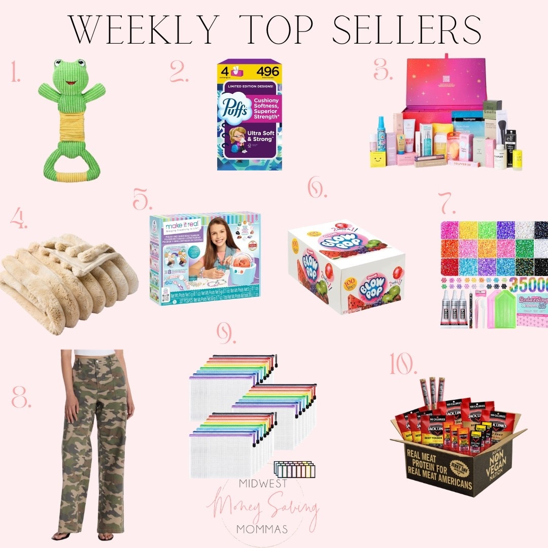 Weekly top sellers 

Best sellers  dog toys  advent calendar throw blanket camo pants rhinestone kit snacks

#LTKmomlife #LTKKids #LTKSeasonal